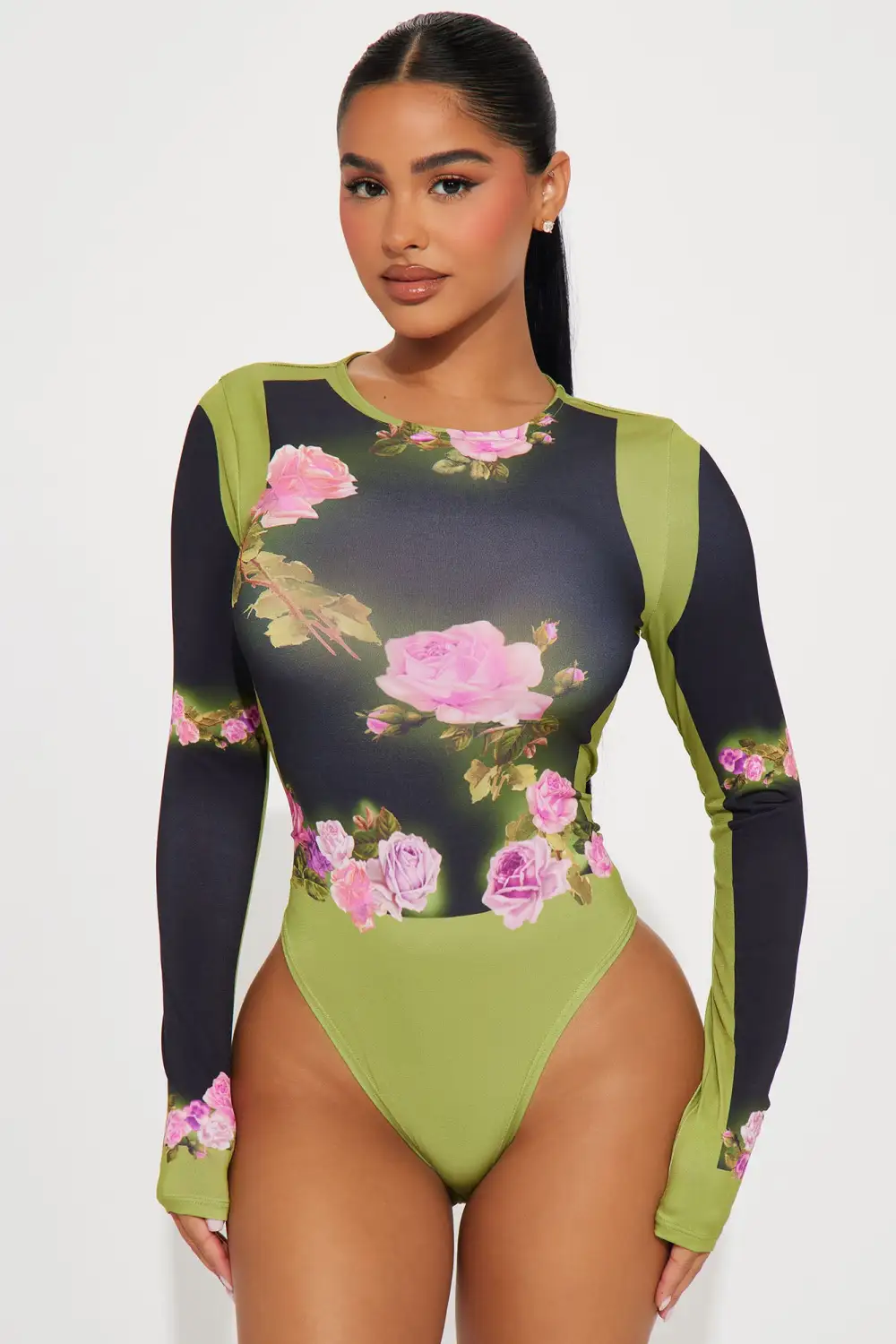 Kristy Floral Bodysuit - Green/combo