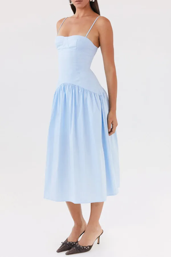Yvette Corset Midi Dress - Blue