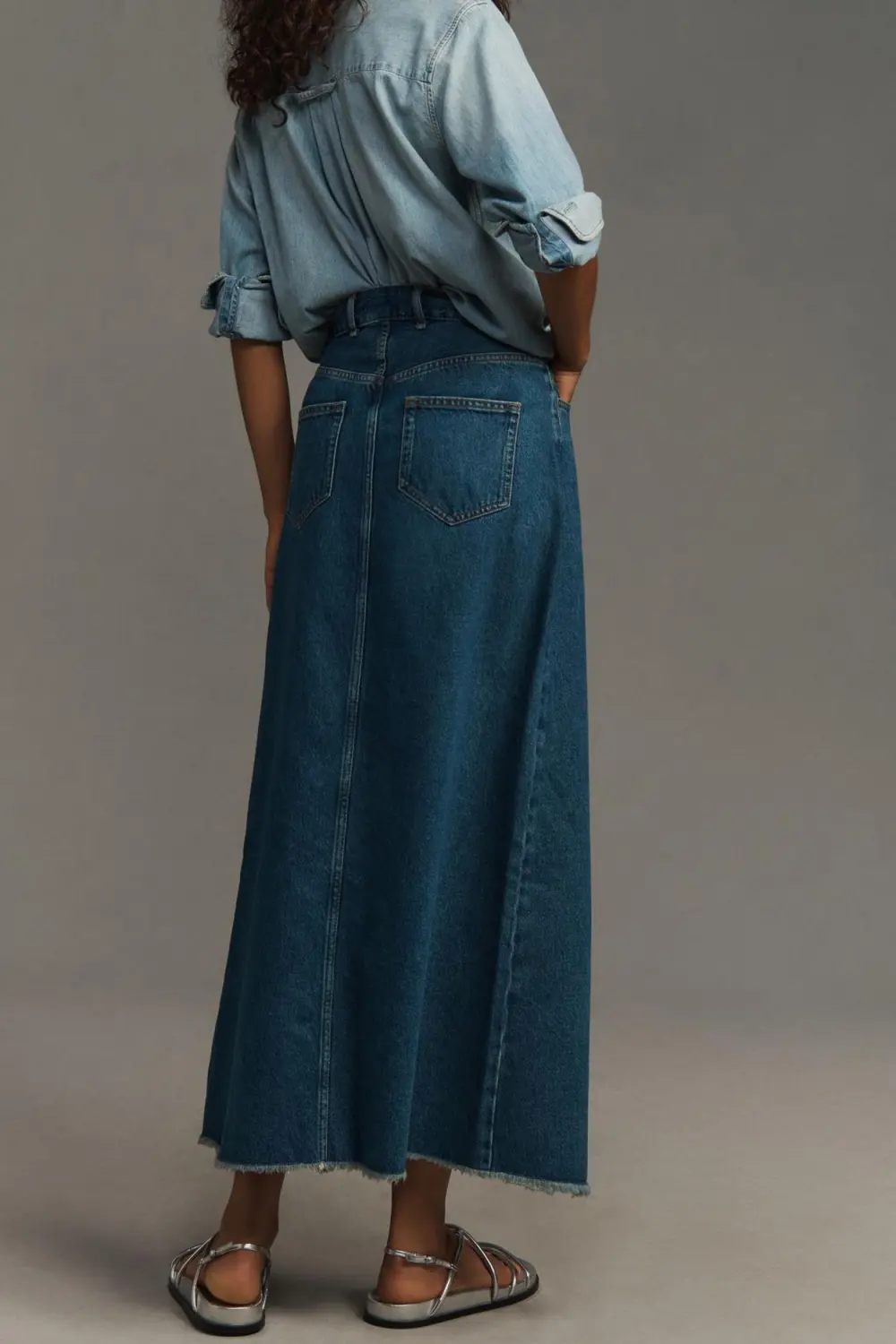 The Madi Front-Slit Denim Skirt