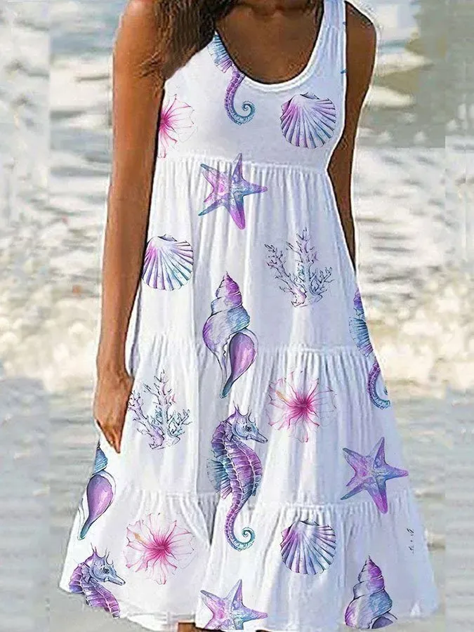 Beach Vacation Ocean Print Dress