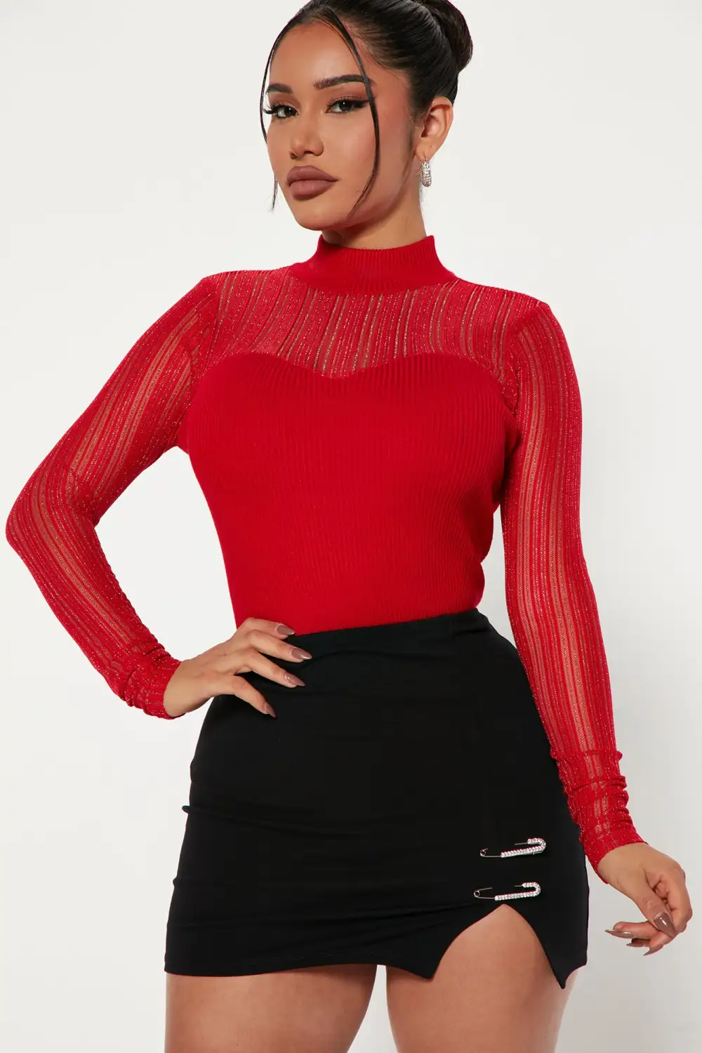 Such A Sweetheart Mock Neck Sweater - Red