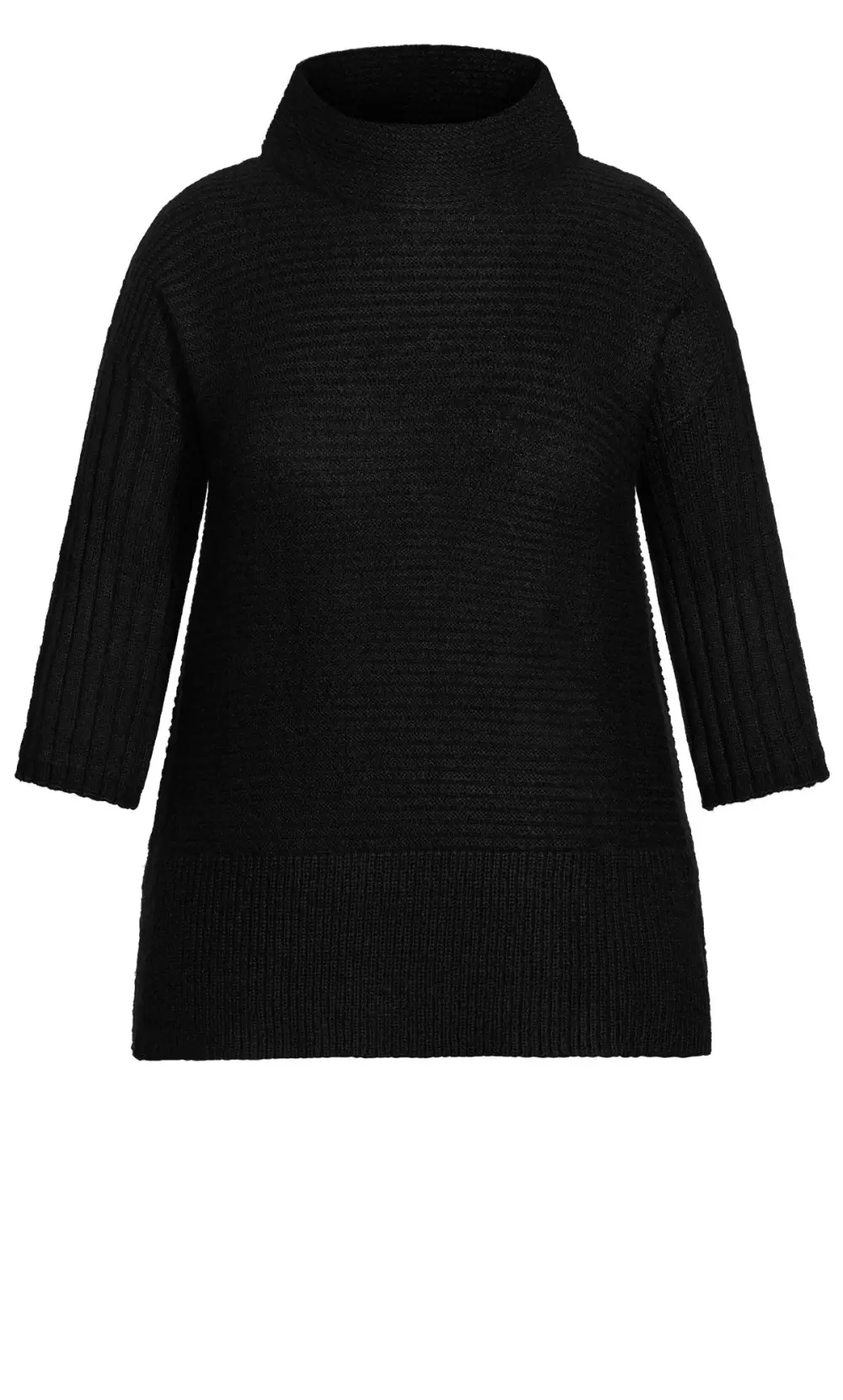 Evans Black Roll Neck Ribbed Knit Jumper