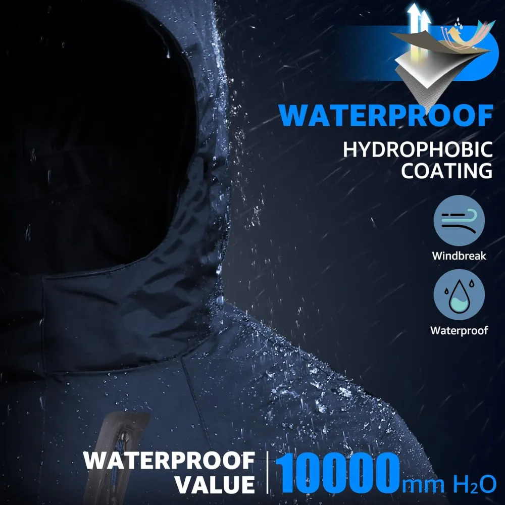 Women's Waterproof Mountain Ski Snow Jacket with Fleece Outdoor Windproof Raincoat Hooded for Fall and Winter