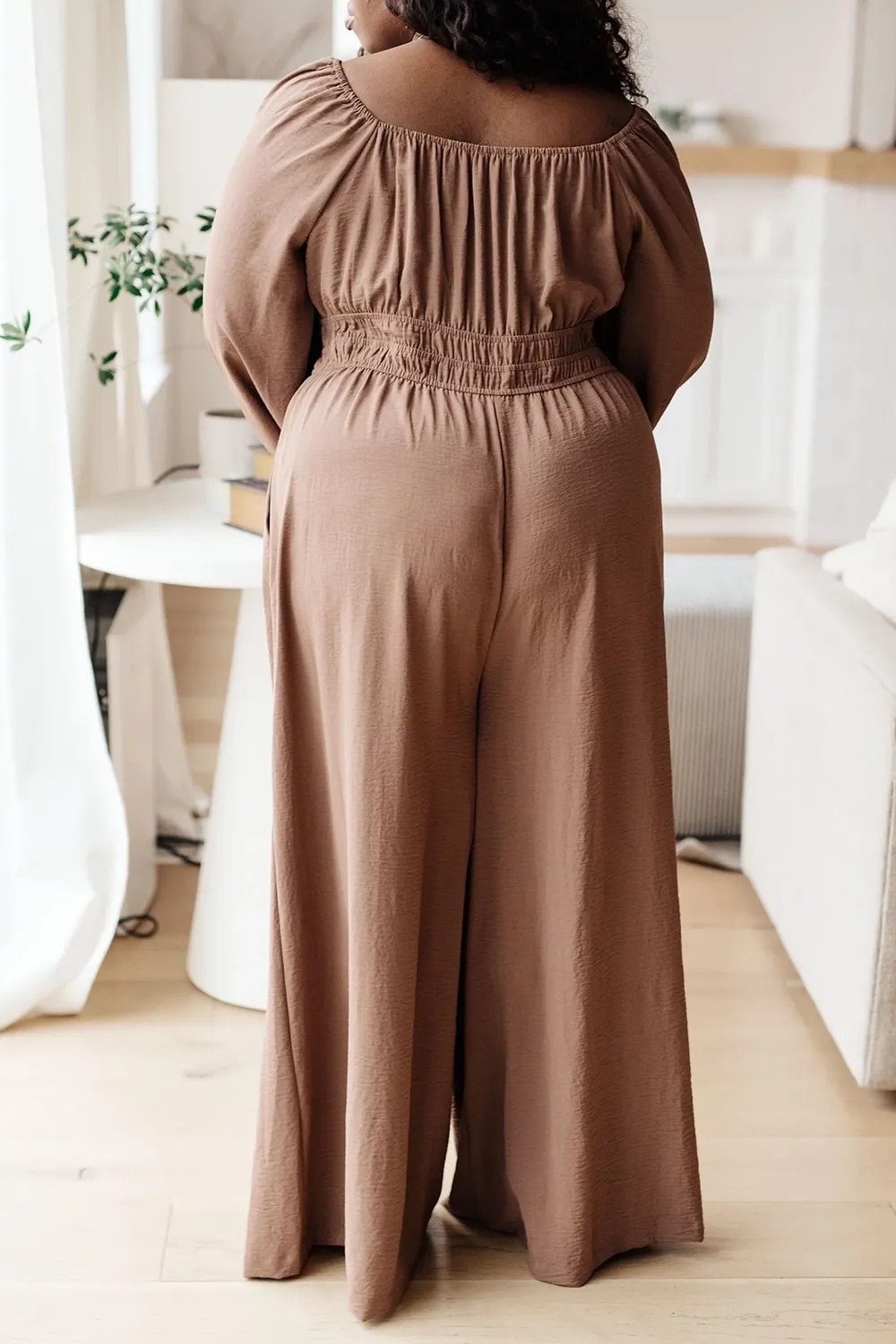 Brown Comfortable Waist-Cinching  Jumpsuit