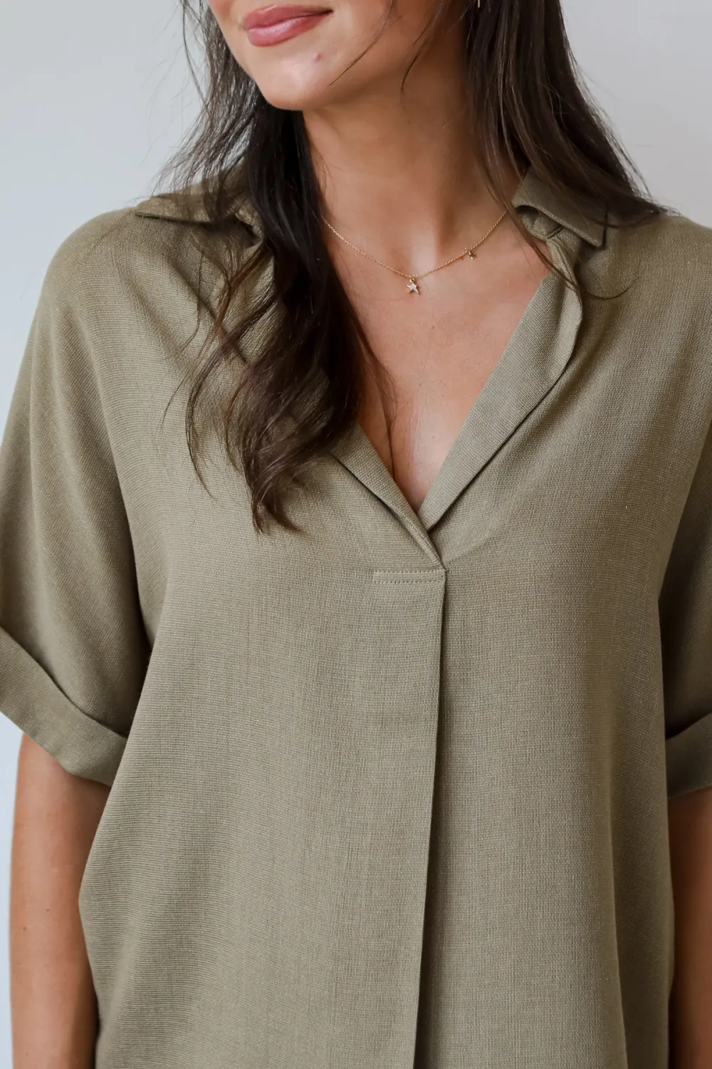 Breezy Fascination Olive Blouse