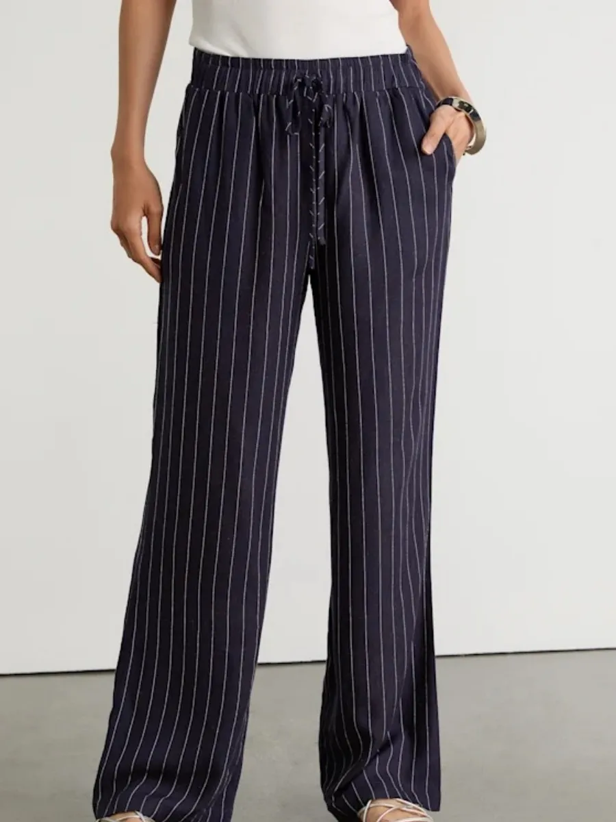 Pocketed Striped Pants