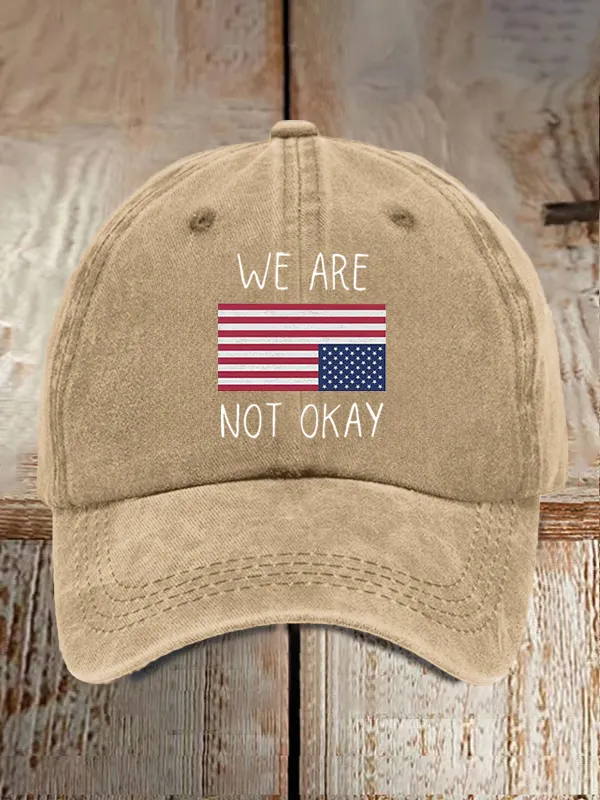 Retro We Are Not Ok Print Baseball Cap