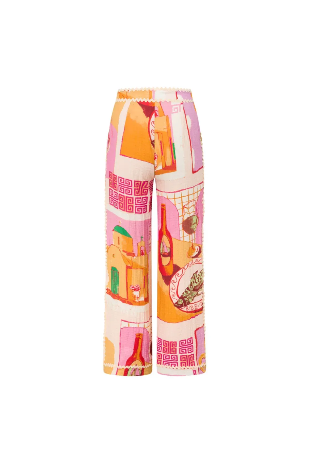 Patchwork Print Wide Leg Palazzo Pants