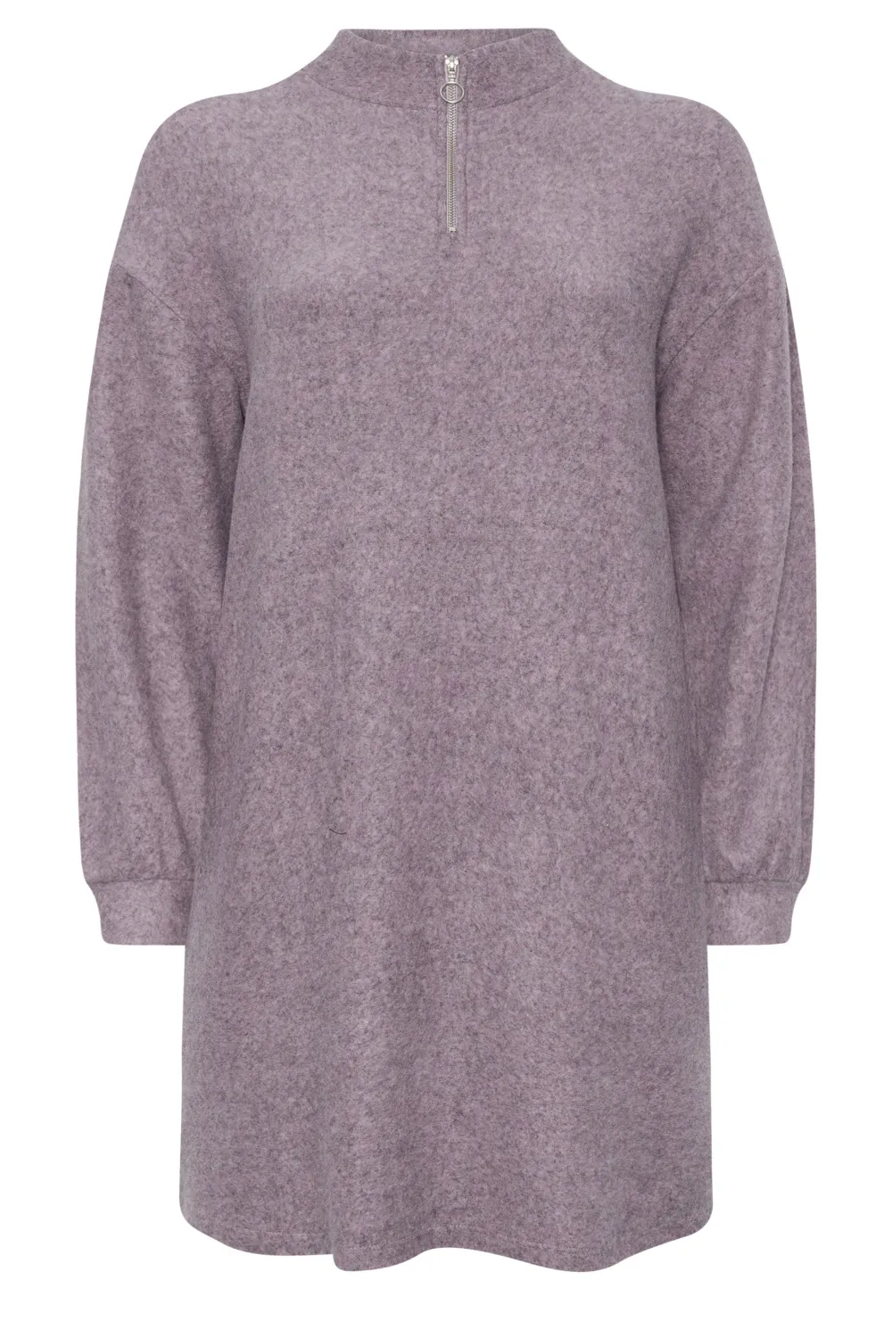 YOURS Curve Purple Zip Neck Soft Touch Jumper Dress