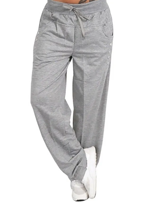 Women's Sweatpants Joggers Solid Black Dark Navy Light Grey Sporty Casual Lounge Daily Vacation Weekend Micro-elastic Full Length Solid Color L  4XL