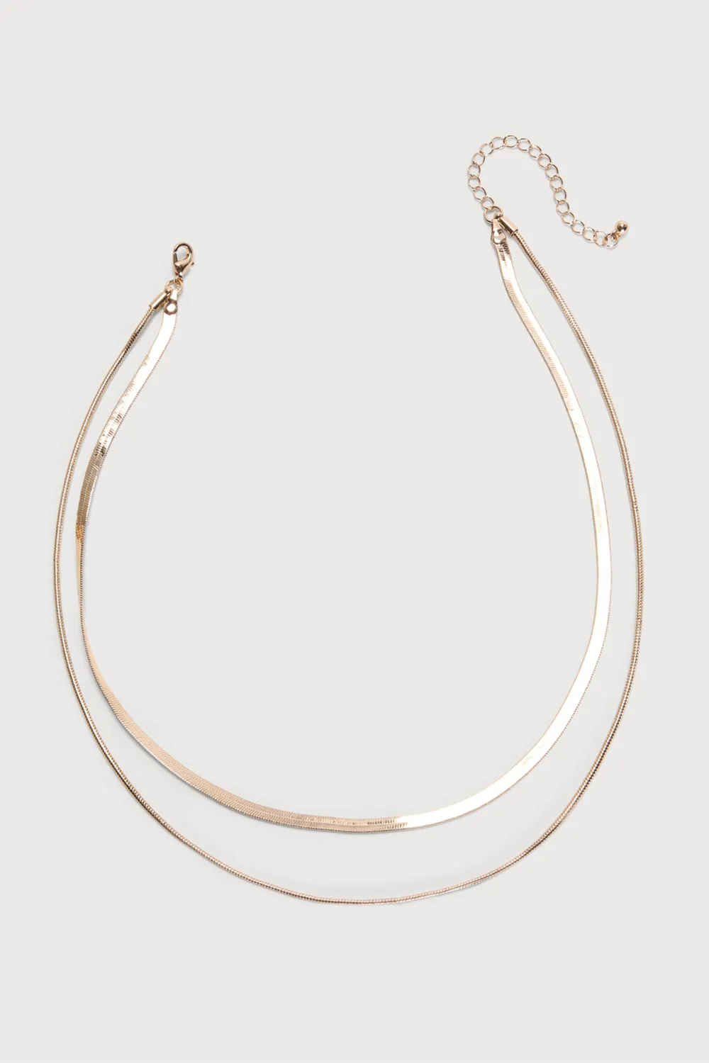 Double Layered Herringbone Snake Necklace