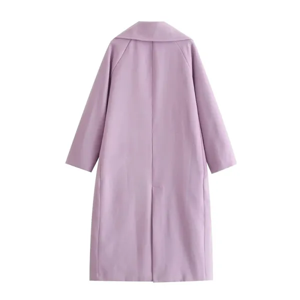 Front Buttons Lapel Coat in Purple
