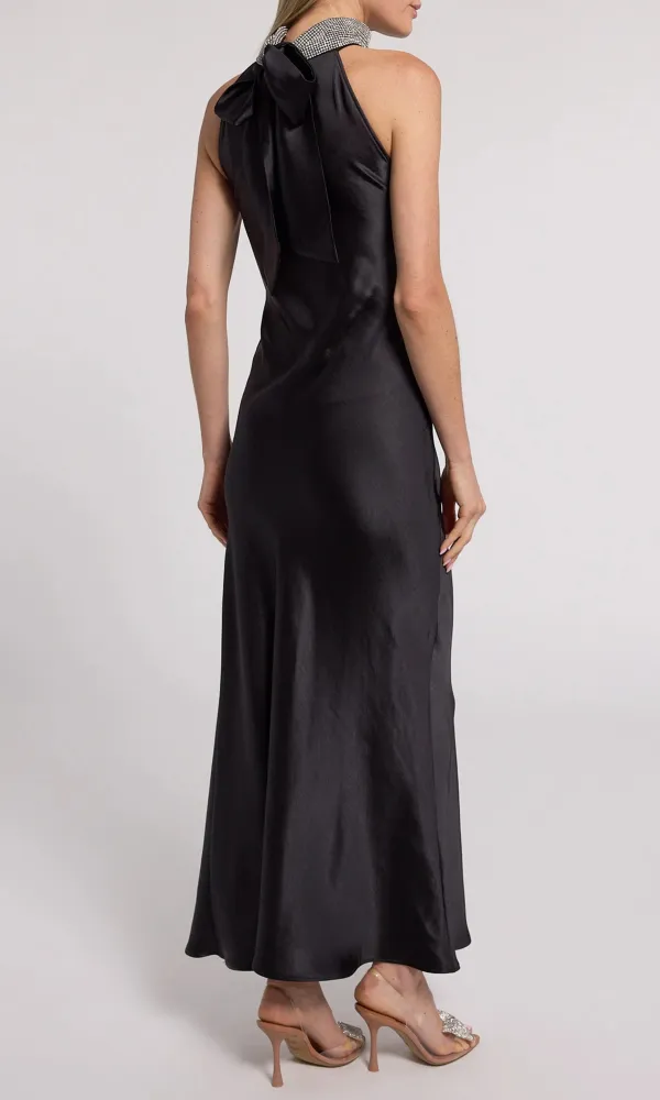 Rhinestone Halter Maxi Dress