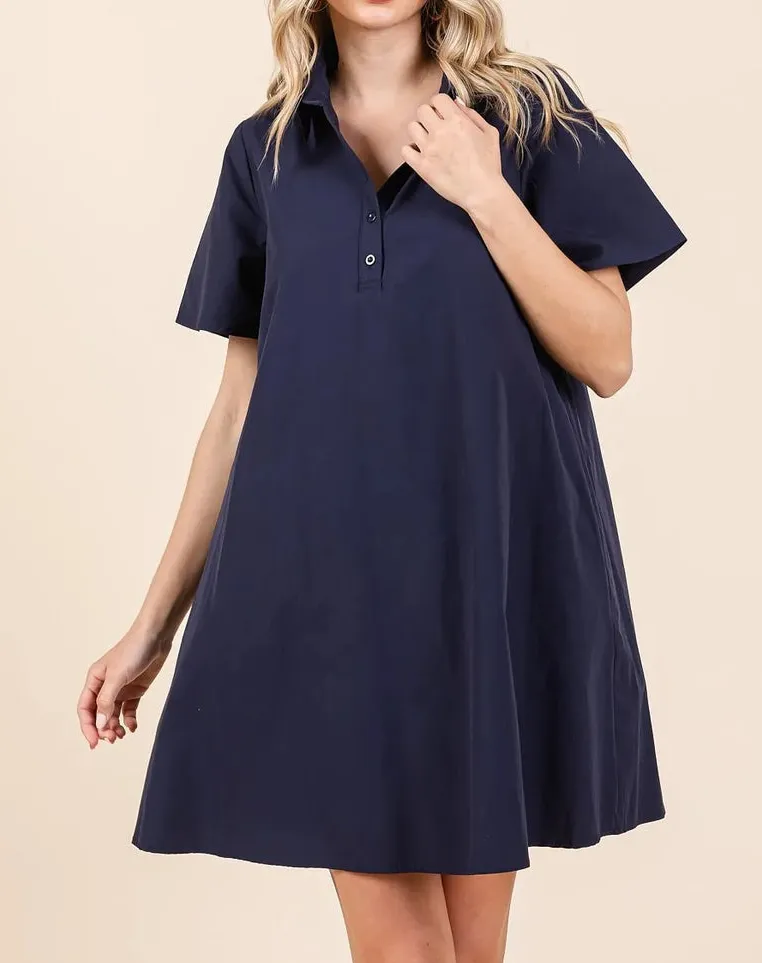Deep Navy Versatile Daily College Style Dress