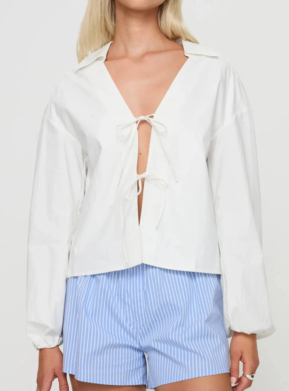 Puff Sleeve Cropped Shirt