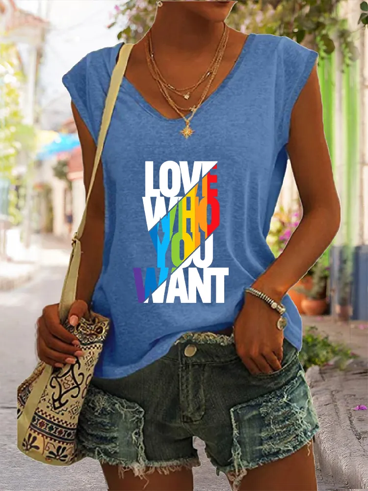 Women's Gay Day Love Who You Want V-neck Vest