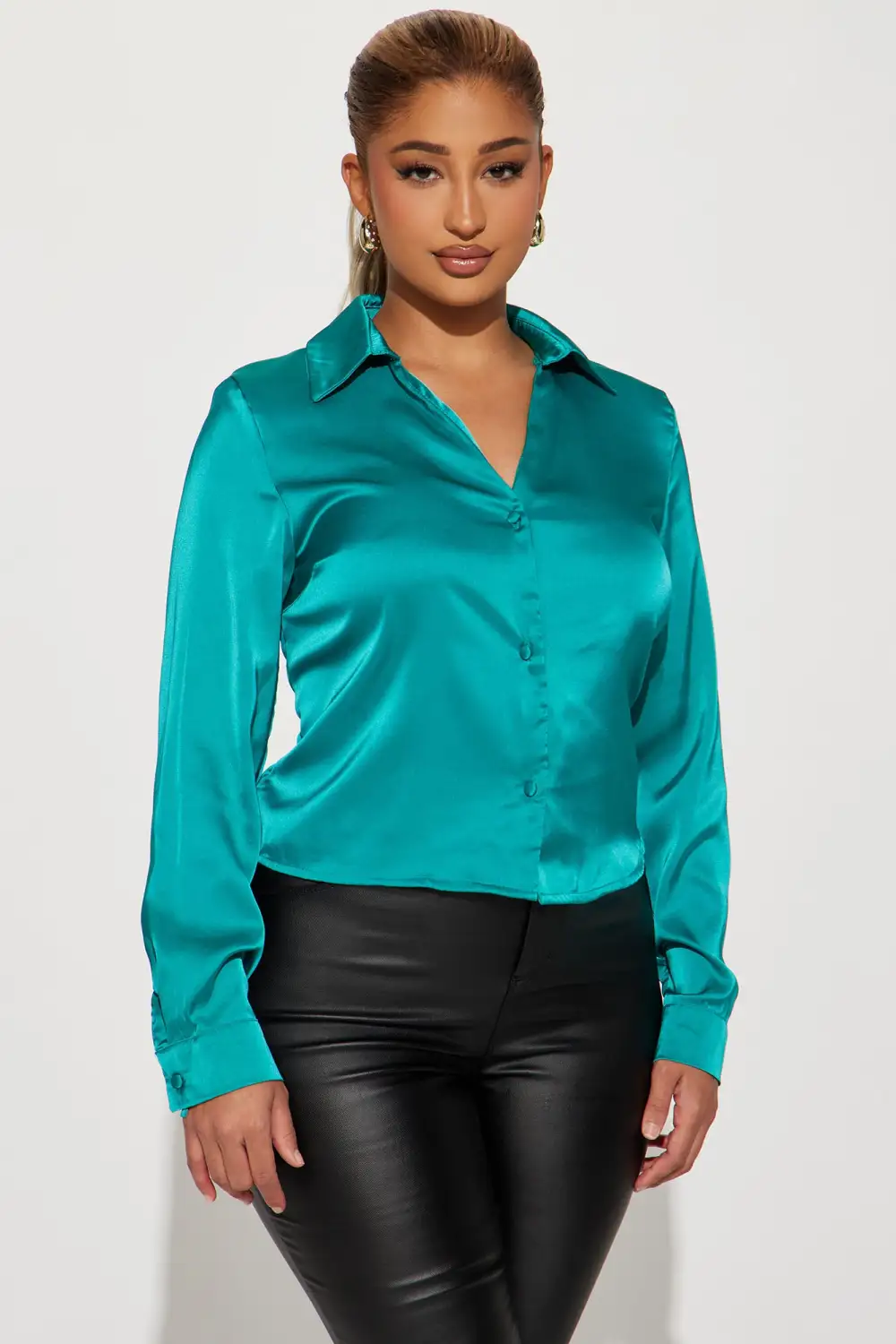 Kathy Satin Shirt - Jade