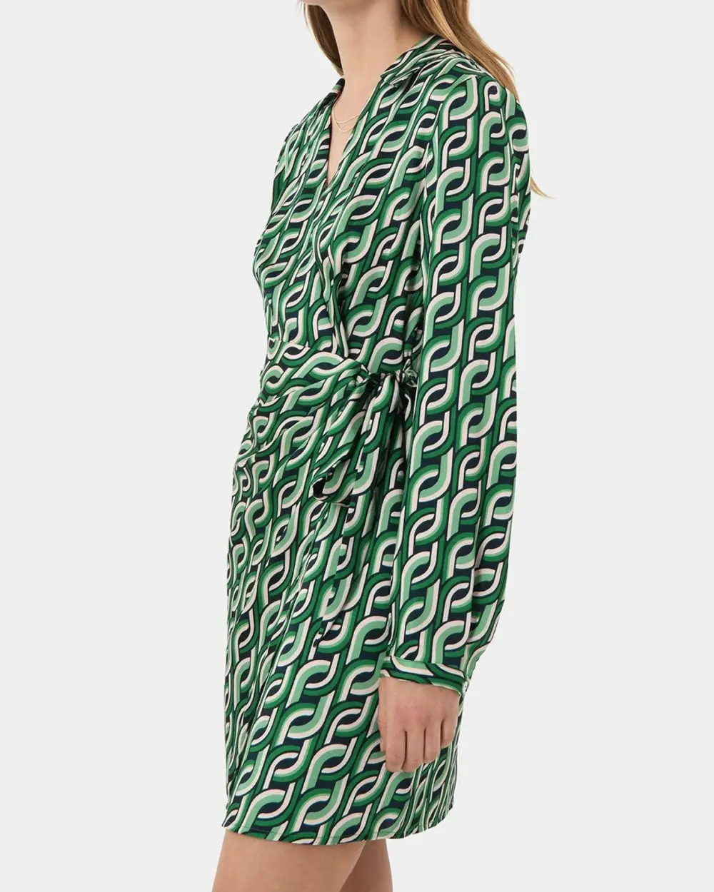 Contemporary Printed Mini Wrap Dress