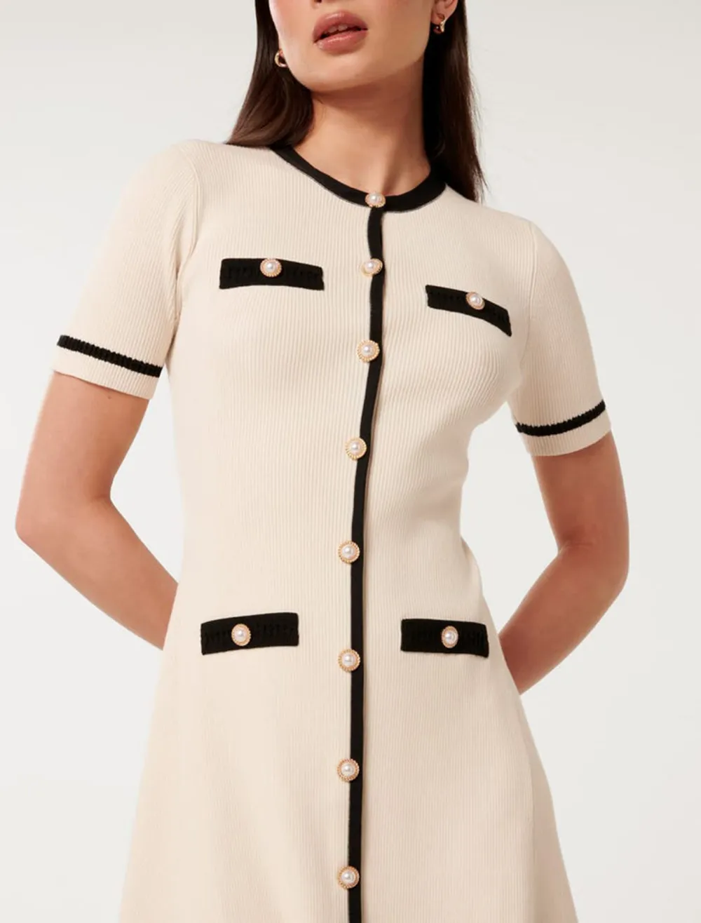 Crew Neck Knit Mini Dress