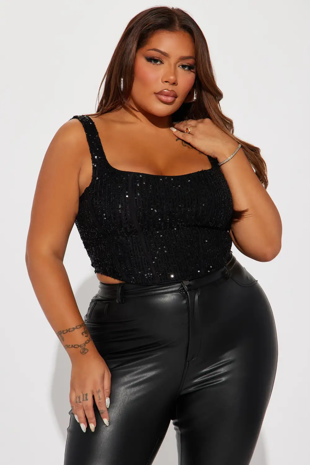 Starry Nights Sequin Corset Top - Black