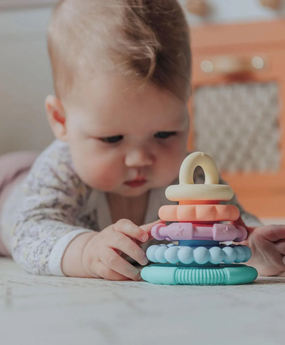 Jellystone Designs Rainbow Stackers & Teether – Pastel