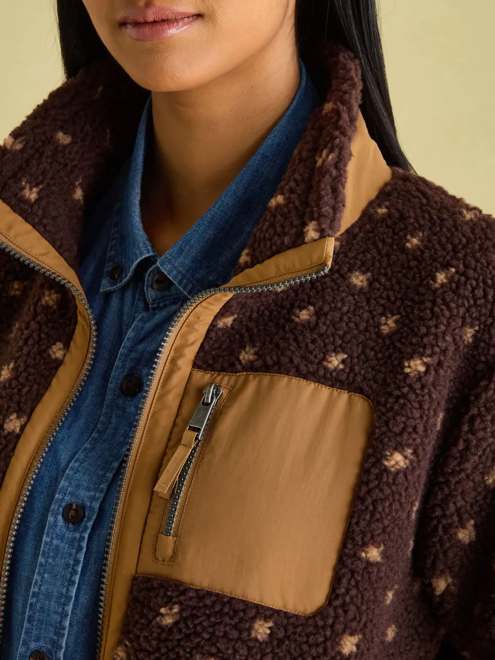Chocolate Brown spot Borg Fleece Jacket