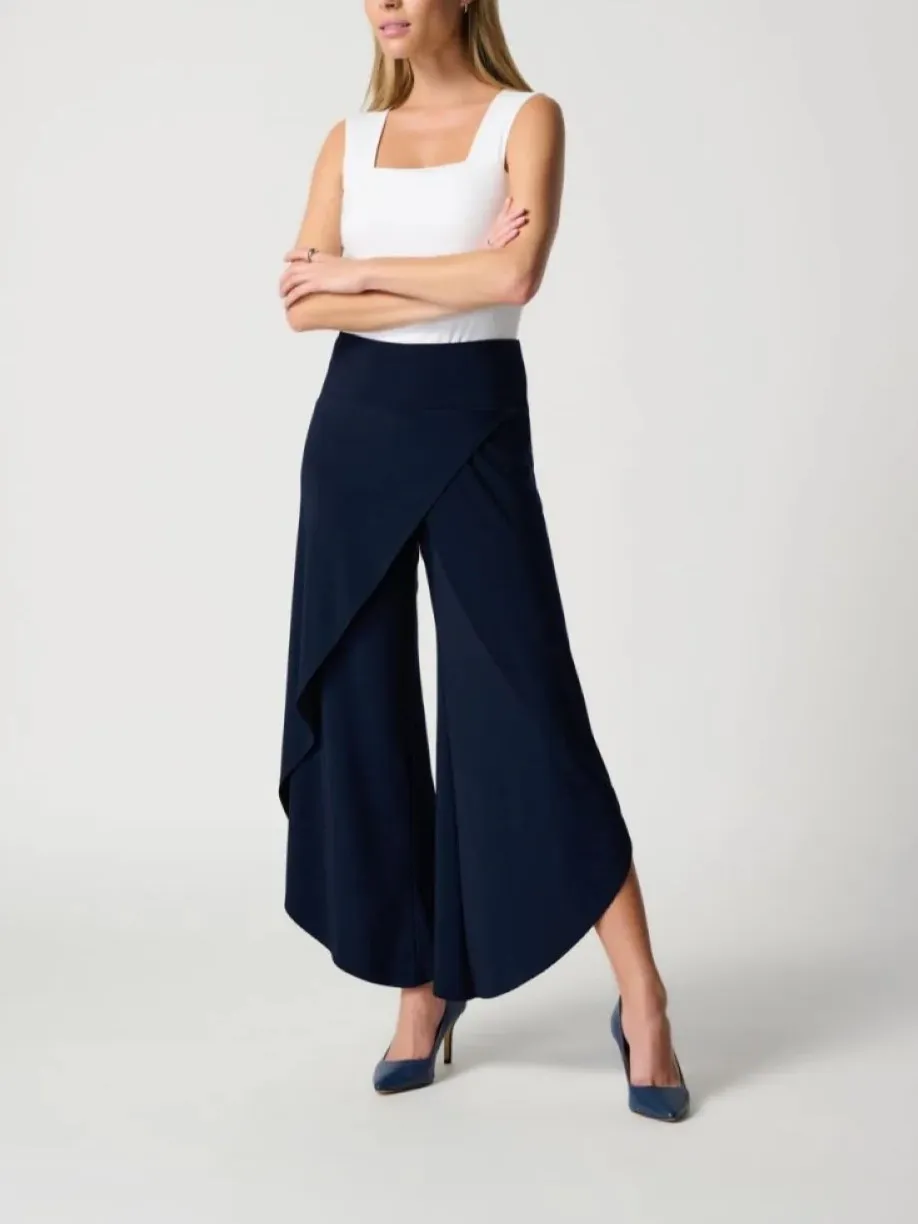 Navy Blue Asymmetric Wide - Leg Pants