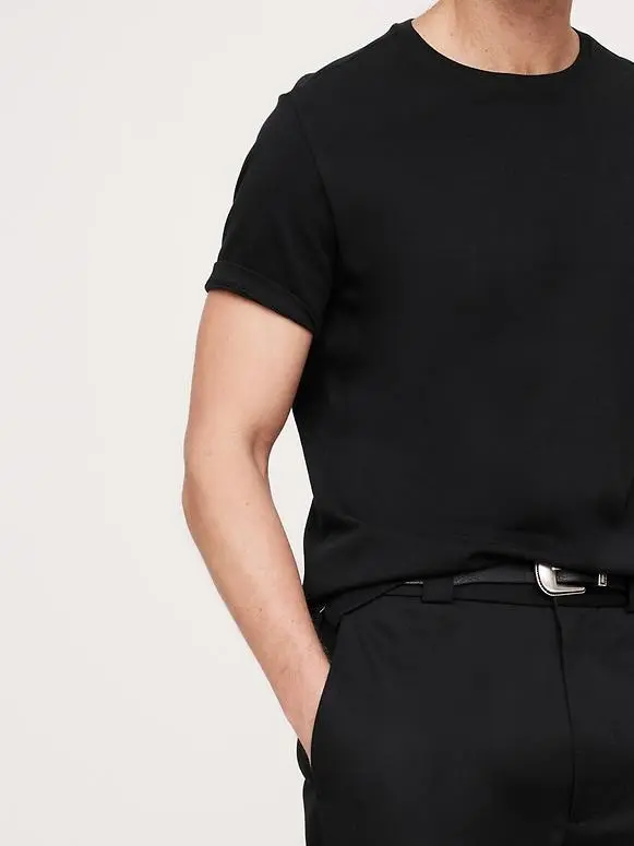 Men's Optic Black Simple Cotton Short Sleeve