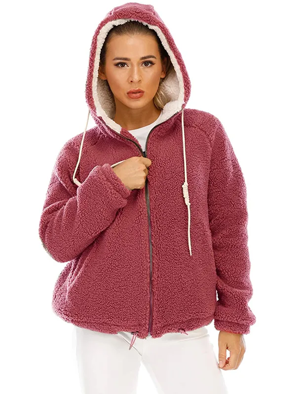 Women's New Hooded Sherpa Casual Winter Warm Jacket