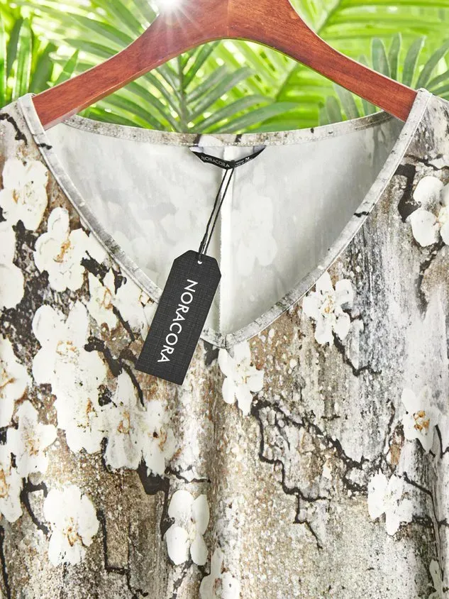 Große Größen Geblümt Lässig V-Ausschnitt Kurzarm Kleider