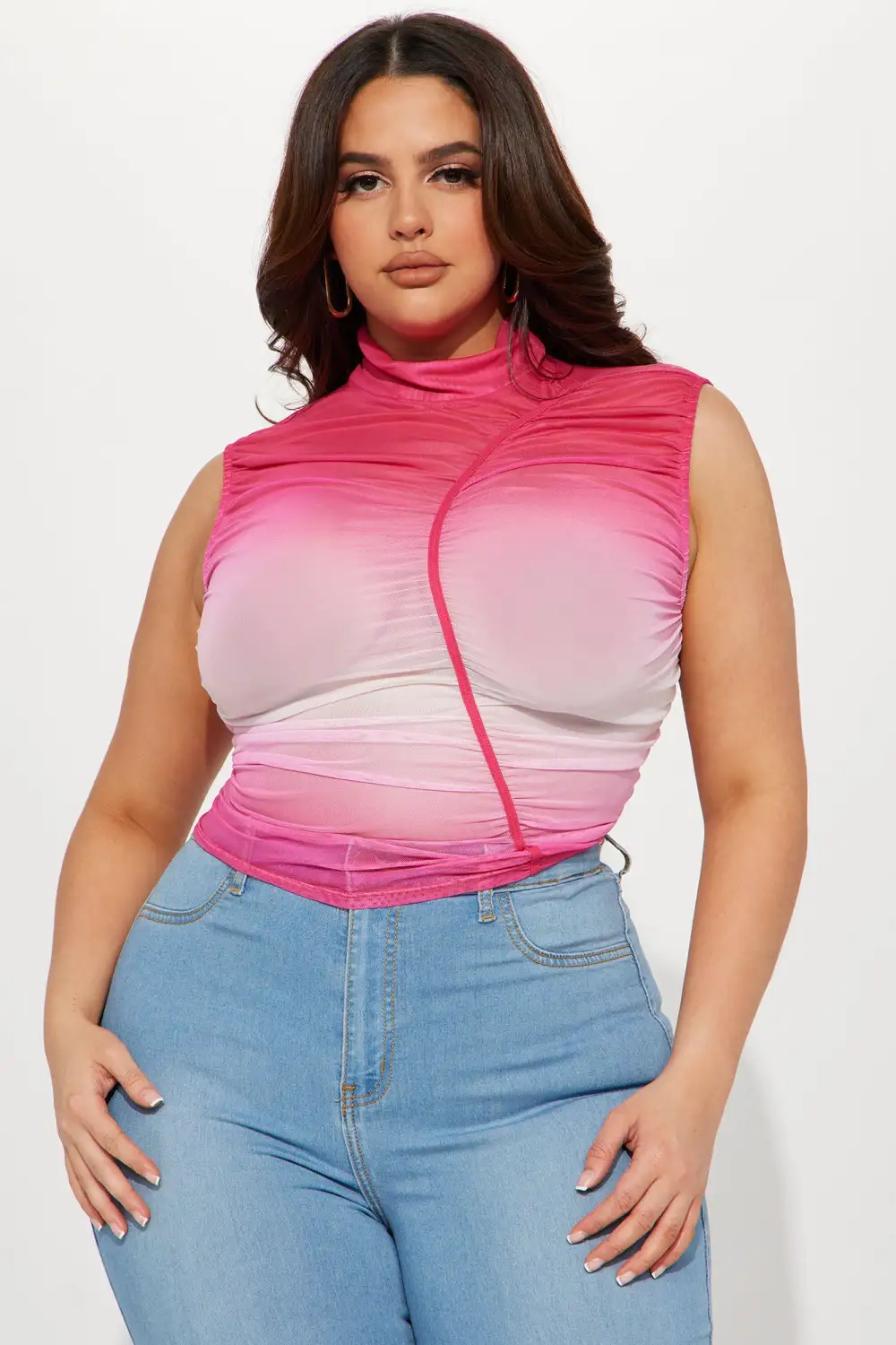 Out The Matrix Mesh Top - Pink/combo