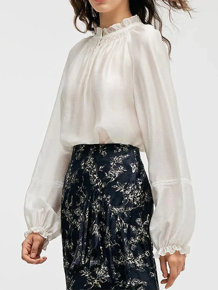 Loose Ruffle Neck Women Blouse