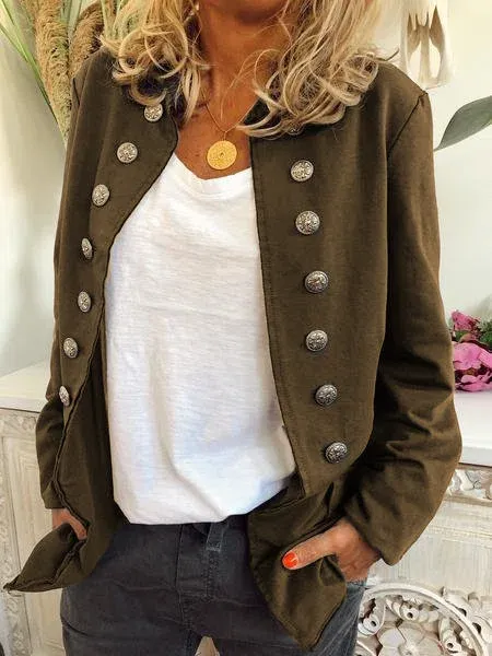 Buttoned Long Sleeve Jacket