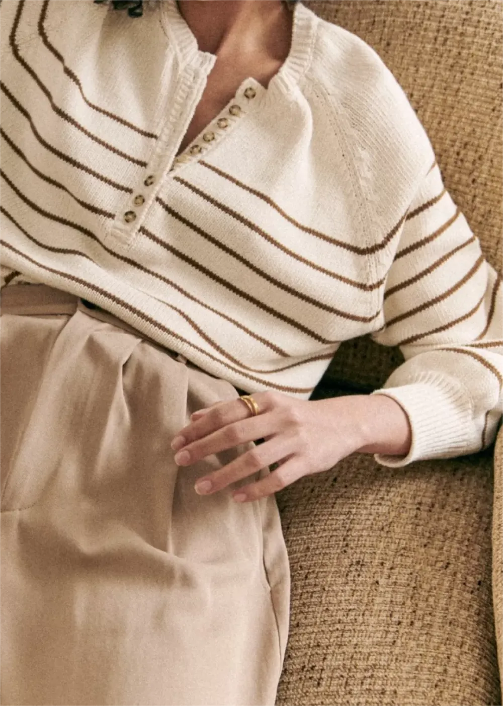 Striped V-Neck Navy Sweater