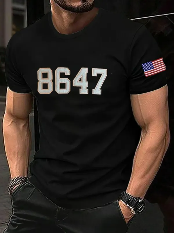 Men'S T-Shirt Men'S Vintage Print Casual T-Shirt 8467 Printed Cotton Short Sleeve