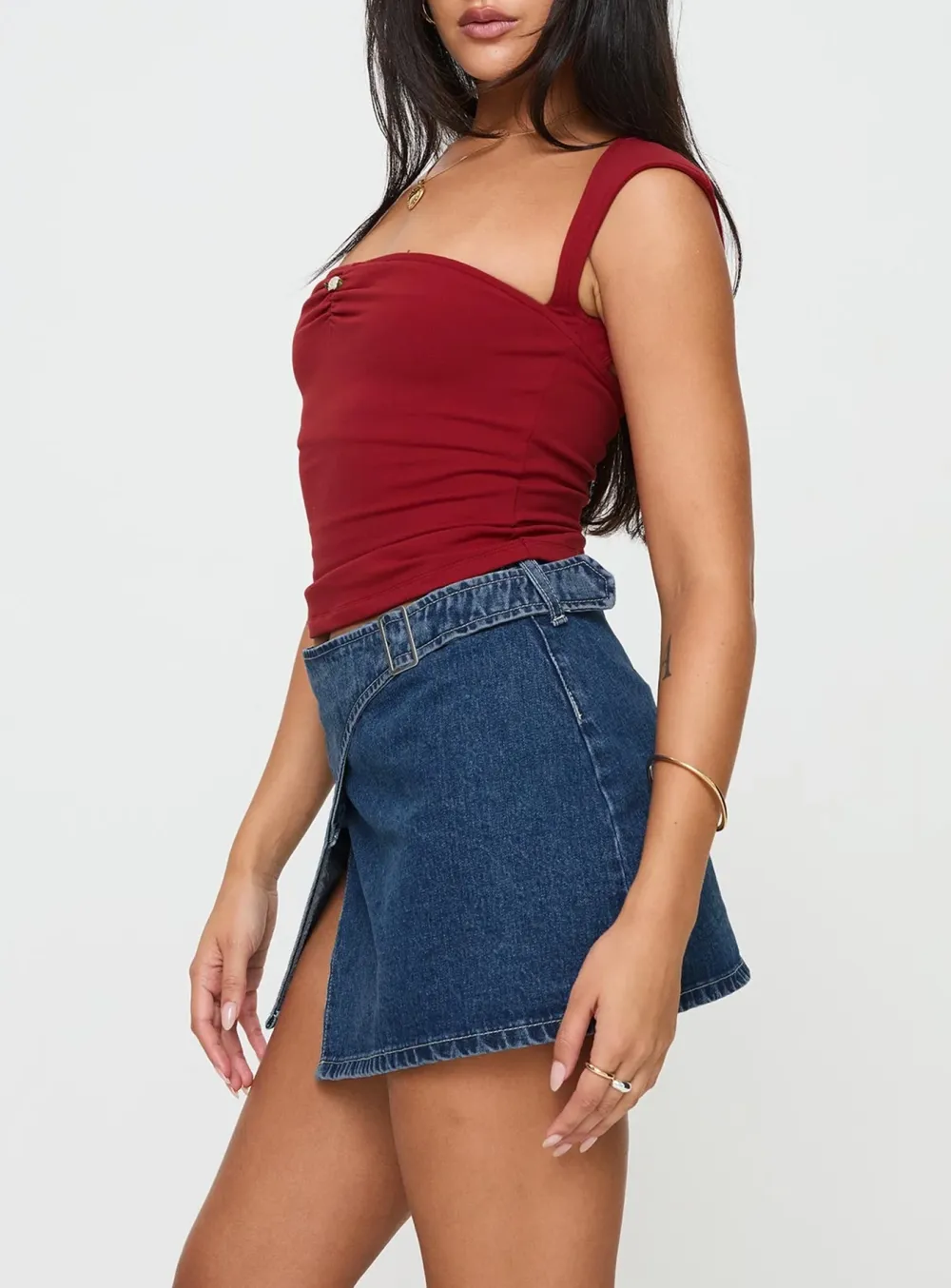 Denim Wrap Mini Skirt