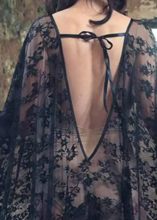 Beautiful White V Neck Lace Long Holiday Dress Batwing Sleeve