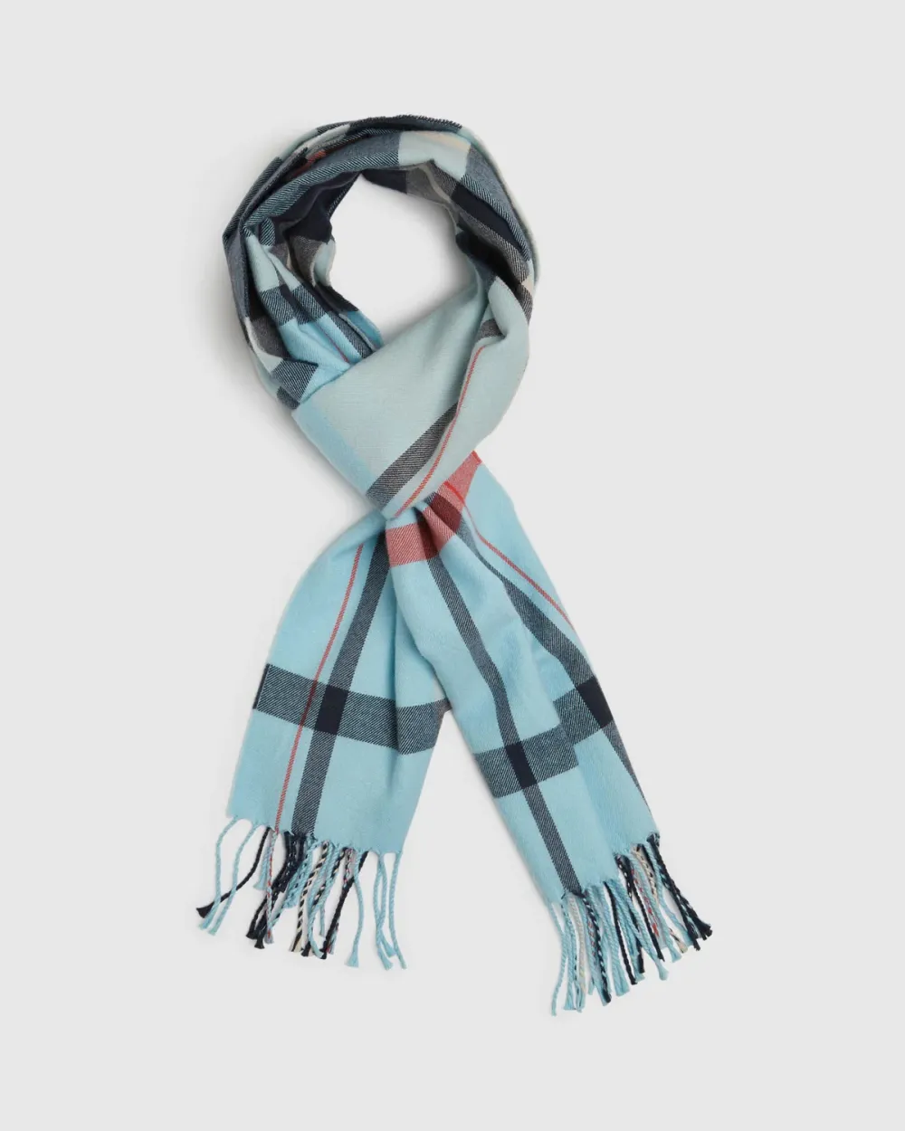 LIGHT BLUE CLASSIC TRUCK PLAID WINTER SCARF
