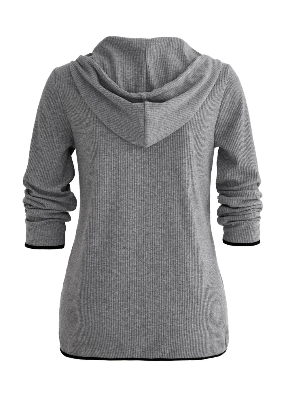 Grey Pocket Zipper Long Sleeve Hoodie
