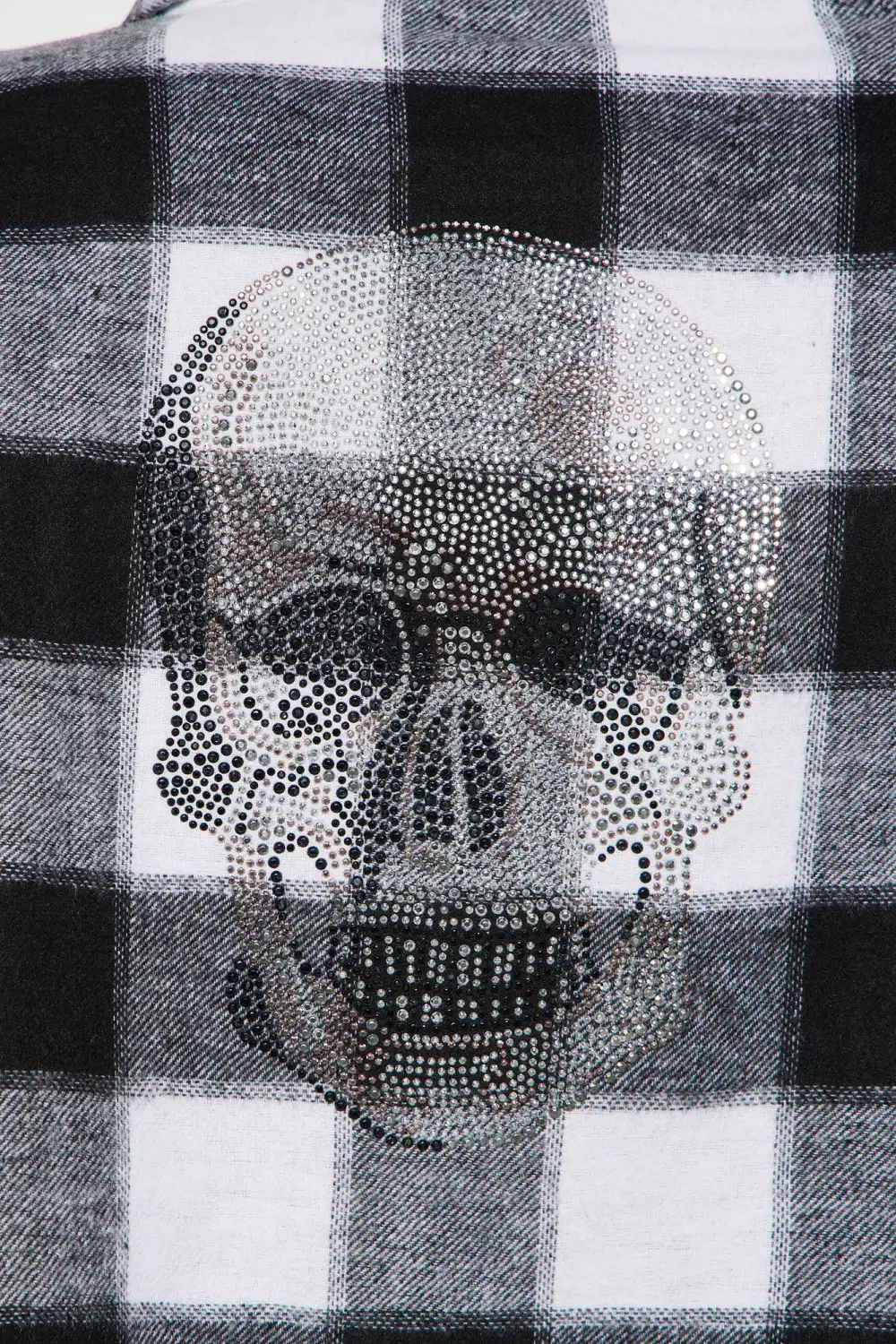 Bad To The Bone Cropped Plaid Shirt - Black/White