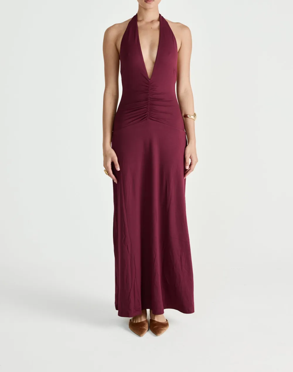 High-End Drape Halter Dress