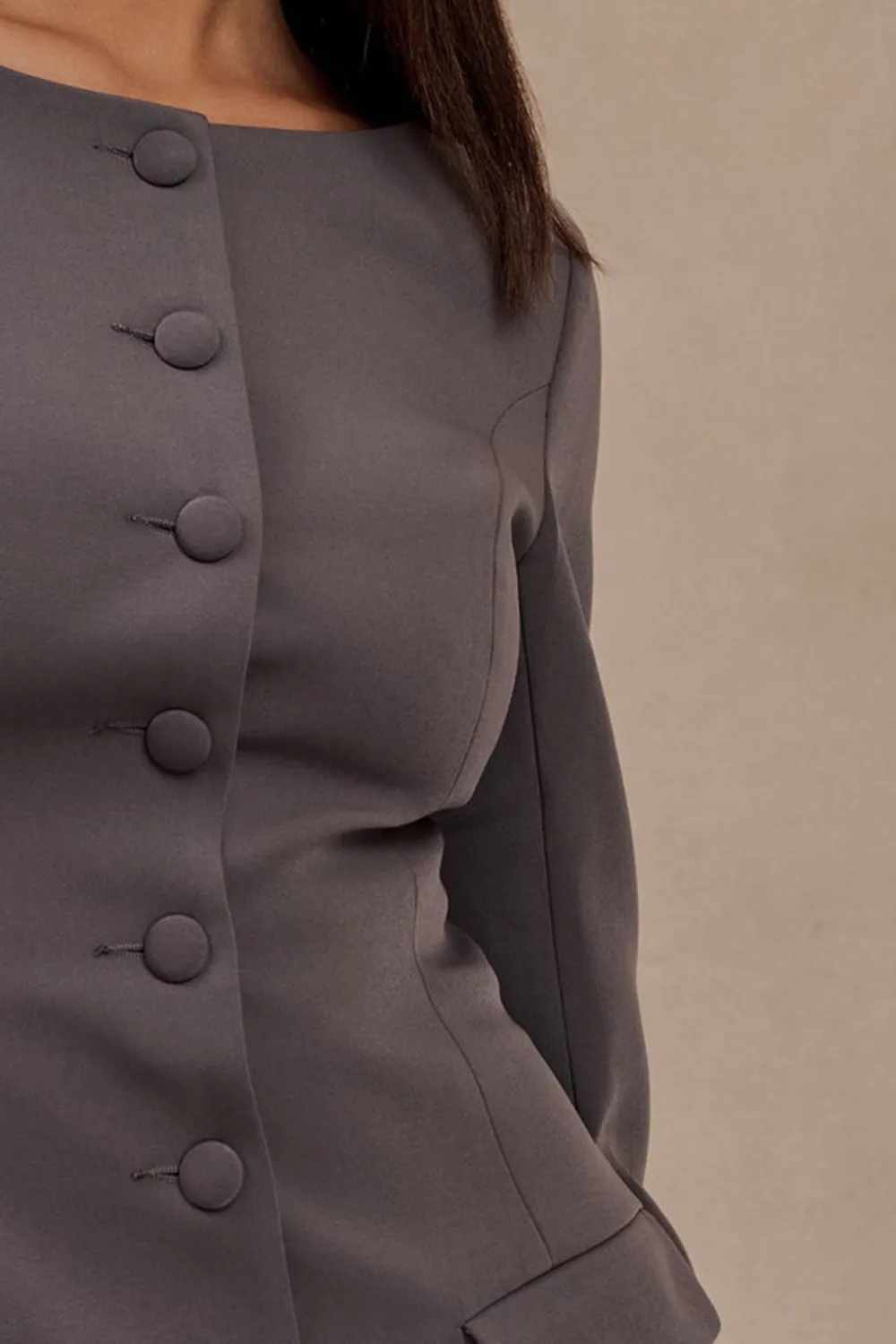 Daily Boat Neck Suiting Mini Dress