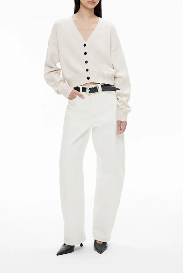 Simple V-Neck Button-Up Knitted Sweater