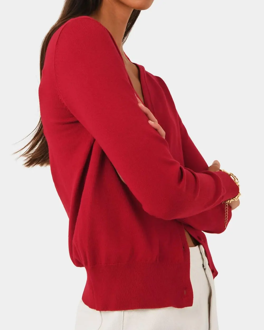 Full Sleeves V-neck Knit Cardigan