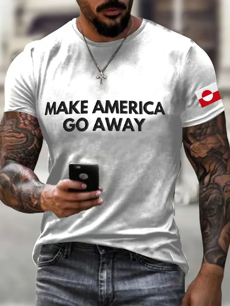 Men'S Vintage Men'S T-Shirt Make American Go Away Printed T-Shirt Pure Cotton Short Sleeve