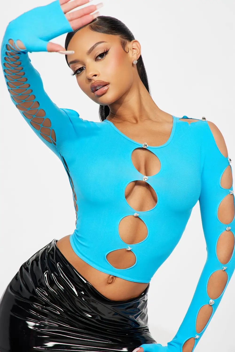 Can't Compete Seamless Cut Out Top - Aqua