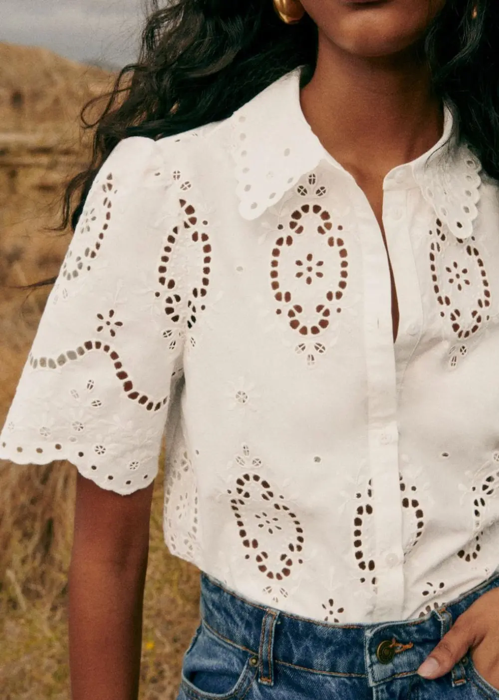 Short Sleeved Embroidered Shirt