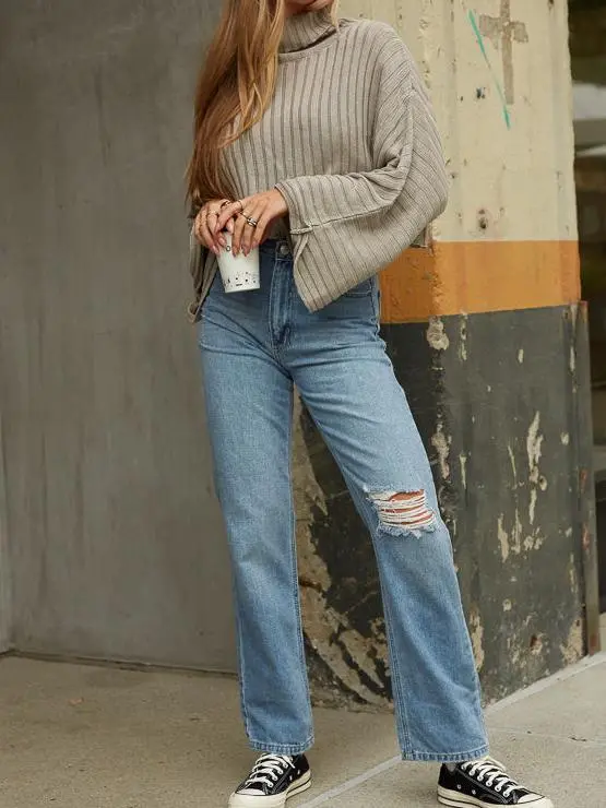 Hudson Distressed Straight Jeans