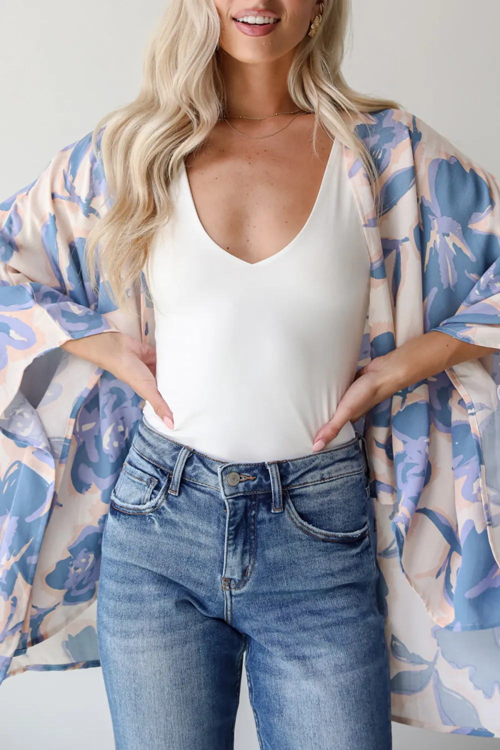 Season Of Blooms Blush Floral Kimono