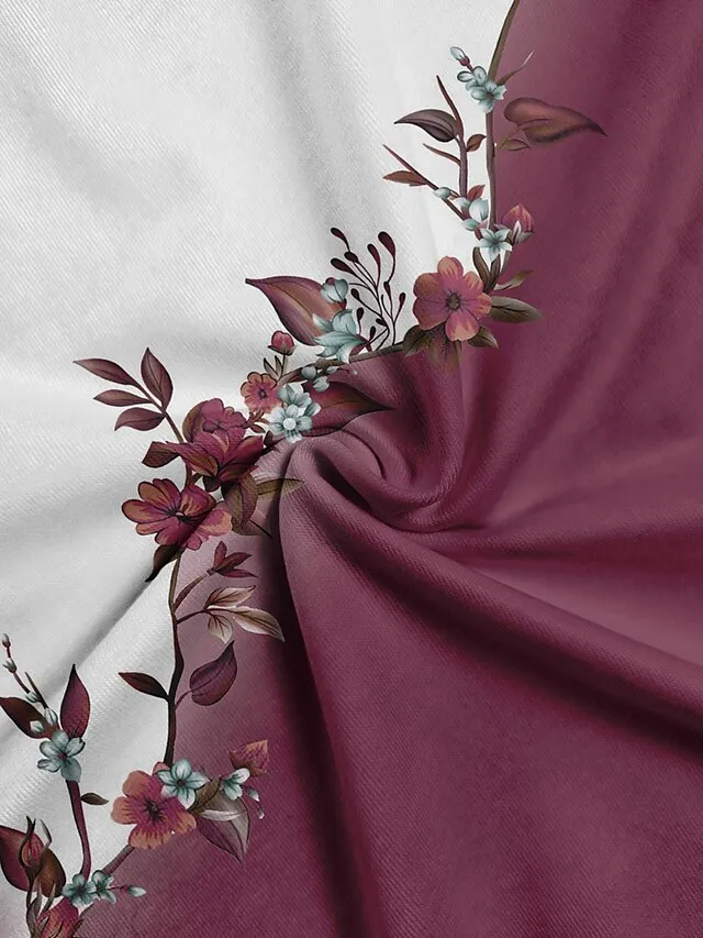 Women's Plus Size T shirt Tee Pink Blue Purple Graphic Floral Print Long Sleeve Casual Weekend Daily V Neck Regular Fit Floral Painting Fall & Winter